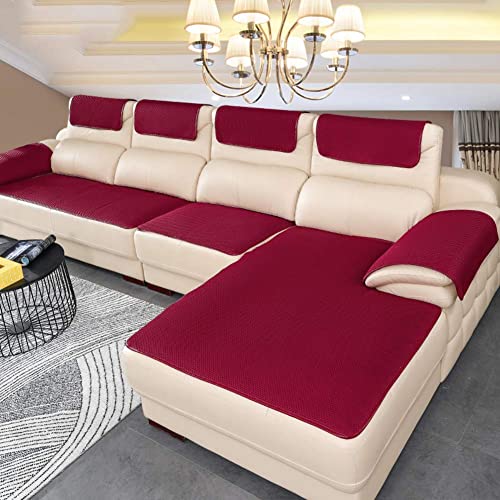 BK&MF Sofa Abdeckung Für Ledercouch, Super rutschfeste Sofa Dämpfung Couch überwurf Für Haustiere, Sofa Möbel Protector Separat Erhältlich-rot 60x150cm(24x59inch)