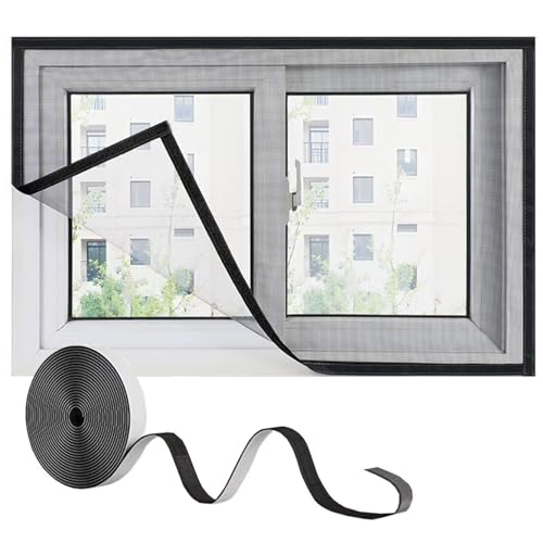 Insektenschutz Fenster Fliegengitter 75x130cm Moskitonetz für Fenster Moskitonetz Fenster Waschbares Netz für An Allen Fenster,Schwarz