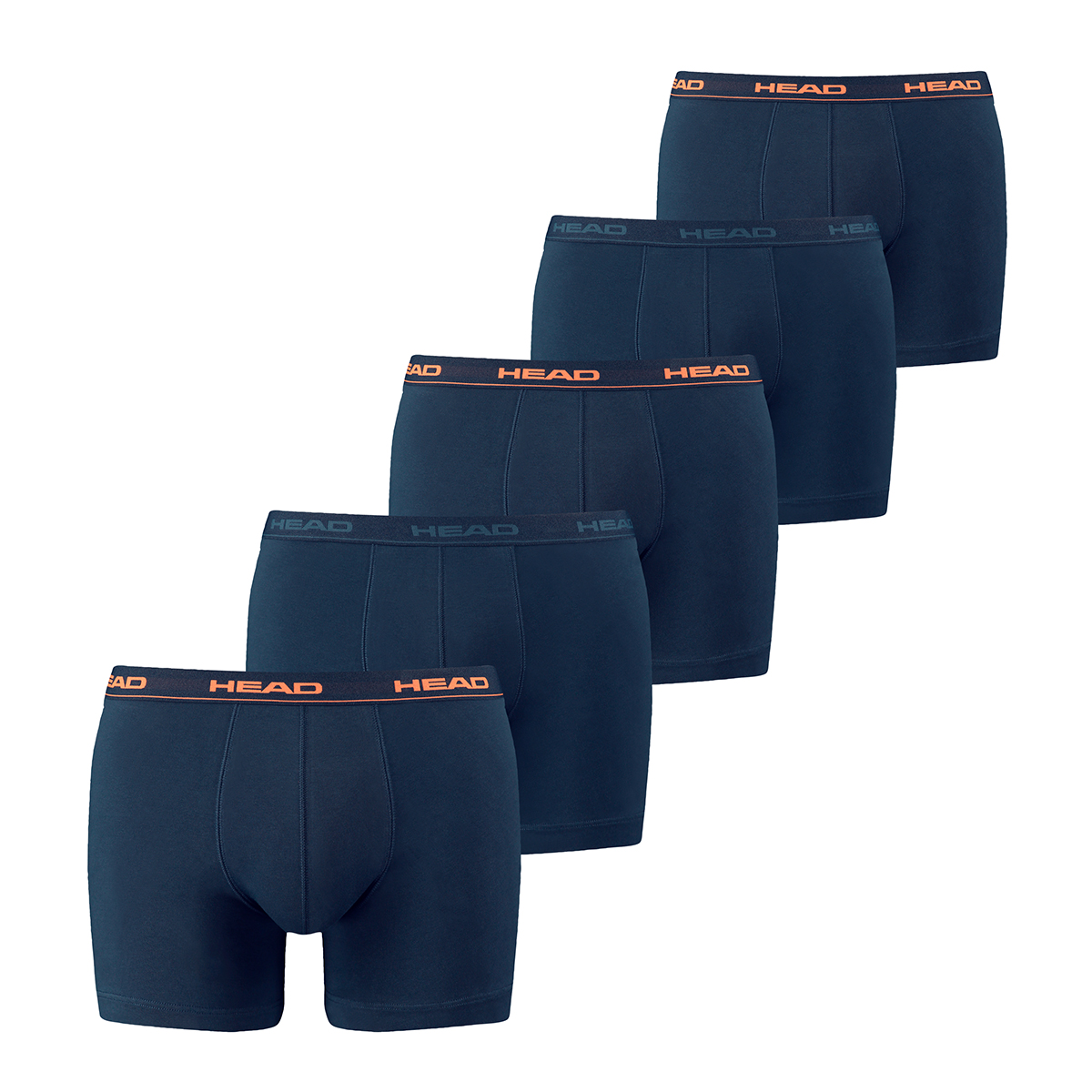 HEAD Mens Men’s Basic Boxers (5 Pack) Boxer Shorts, Peacoat/orange, M (5er Pack)