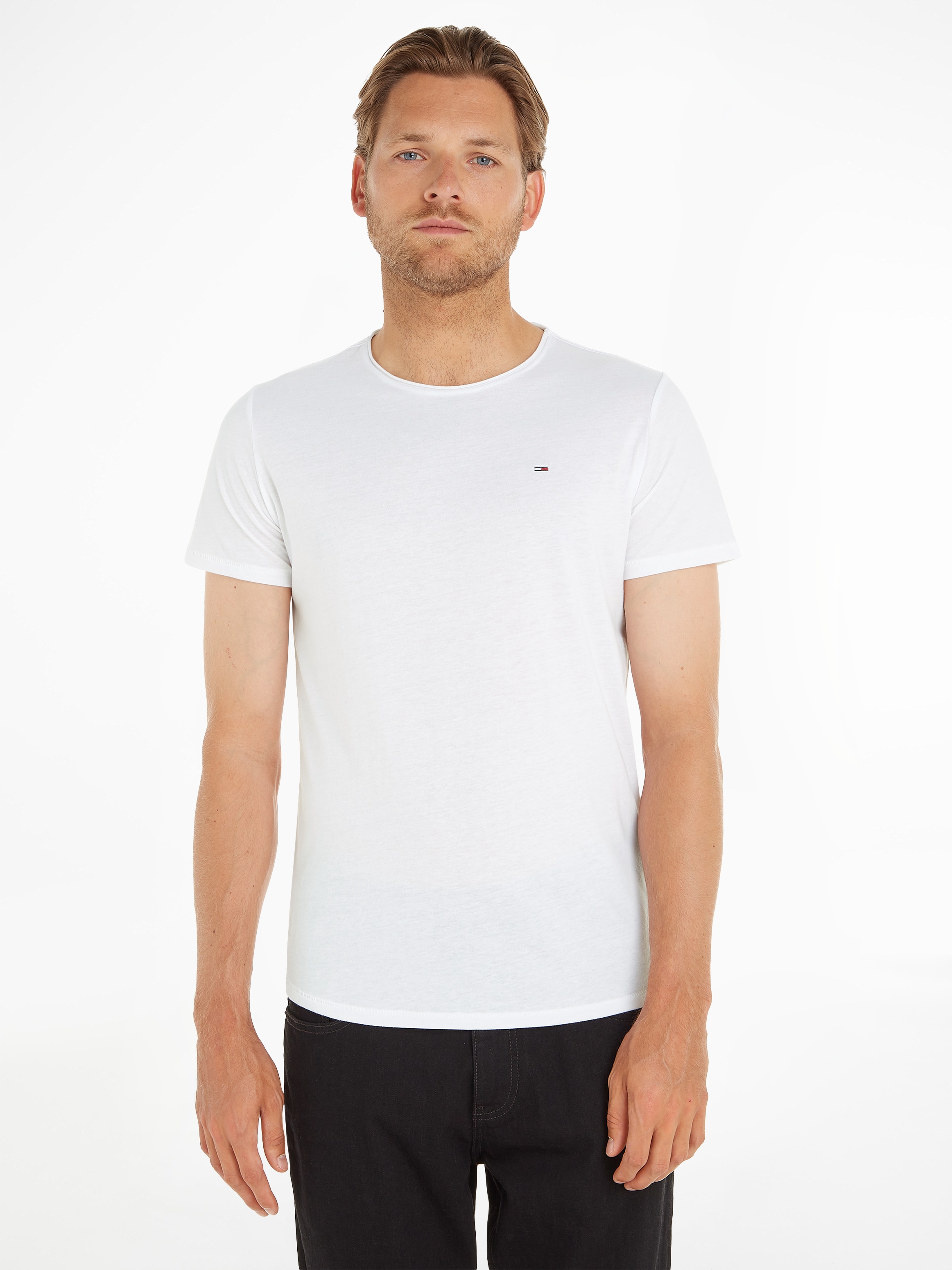 Tommy Jeans Herren TJM Slim Jaspe C Neck T-Shirt, weiß, 3XL