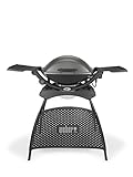 Weber Q2400 Elektrogrill, 55 x 39 cm, mit Standfuss & ausklappbaren Seitentischen, Dunkelgrau (55020879)