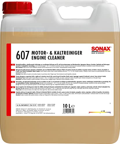 SONAX KaltReiniger (10 Liter) beseitigt schnell und zuverlässig alle Öl-und Fettverschmutzungen von Motoren, Maschinenteilen, Aggregaten und Werkzeugen | Art-Nr. 06076000