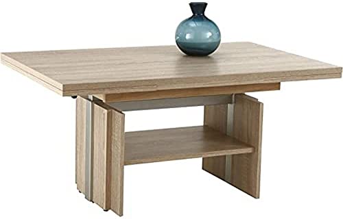 Couchtisch Jerome, Holzwerkstoff Dekor Sonoma Ei., ausziehbar+höhenverstellbar mit Lift, 110-177x68x53-69 cm