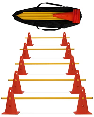 Superhund24 Agility-Hürde, rot/gelb, mit Tragetasche, 5 Hürden für Agility-Training