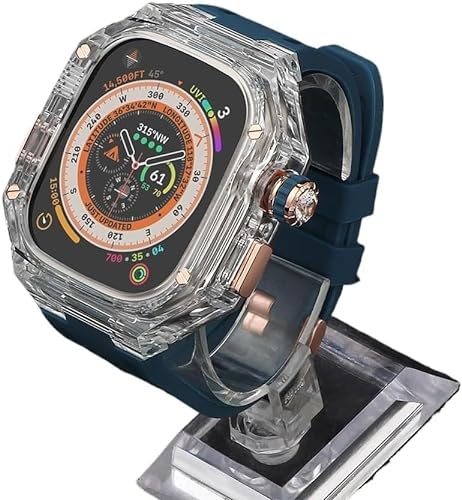 FXJHZH Transparentes Uhrengehäuse, Gummiband-Mod-Kit, für Ultra 2 49 mm 45 mm 44 mm Serie, Herren- und Damen-Silikon-Uhrenarmband, für Iwatch SE 8/7/6/5/4 Serie mit Werkzeug