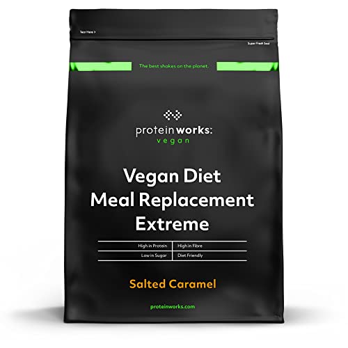 THE PROTEIN WORKS Veganer Diät Mahlzeitenersatz Extreme | 100% pflanzlich, erschwinglich, gesund, schnell, Mahlzeitersatz-Shake | Salted Caramel, 2000 g