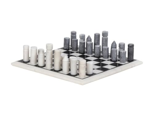 Vente-unique - Gesellschaftsspiel - Schachbrett - Marmor - Schwarz & Weiß - 30,5 X 2,54 X 30,5 cm - CHESSY