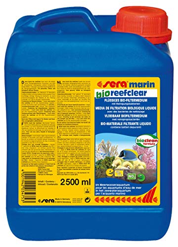 sera 03475 marin bio reefclear 2,5 Liter - flüssiges Filtermedium mit Reinigungsbakterien - baut Ammonium und Nitrit ab und bindet Trübungen