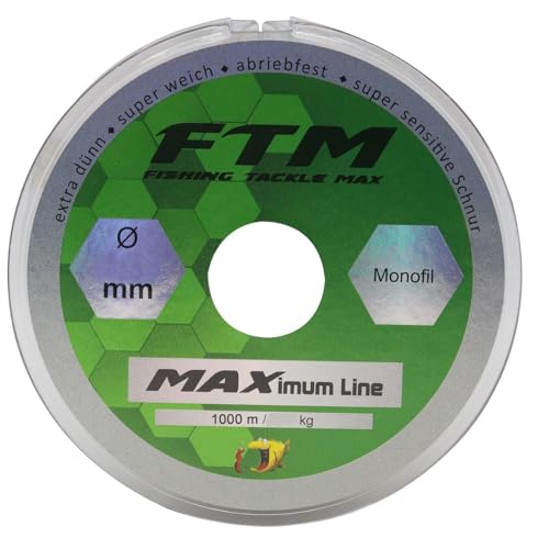 FTM Schnur Maximum Line - 1000m monofile Angelschnur, Durchmesser/Tragkraft:0.26mm / 6.37kg