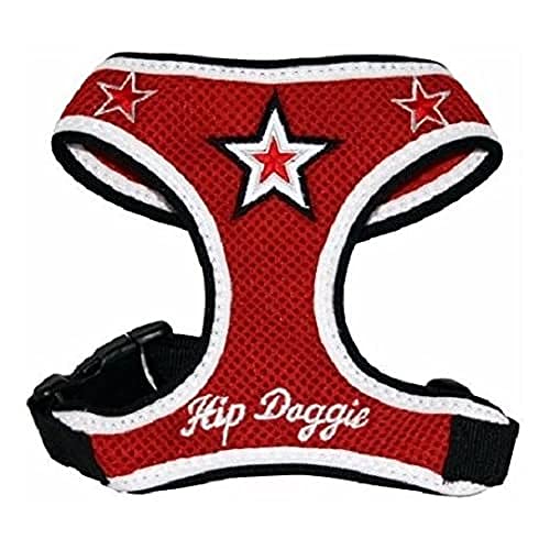 Hip Doggie HD-6RMST Super Star Mesh Harness Vest Hundegeschirr, XS, rot