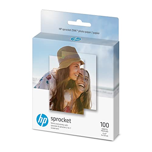 HP Sprocket Premium Zink Fotopapier mit klebender RÃ¼ckseite, 2 x 7,6 cm, 100 Blatt, kompatibel mit HP Sprocket Fotodruckern