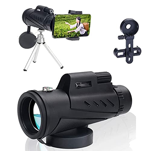 10x50 Monokular BAK4 Prism Optischer Kompass Fernglas FMC-Teleskope mit hochauflösender Vergrößerung und Smartphone-Halterung Stativ Großes Okular-Spektiv für die Vogelbeobachtung