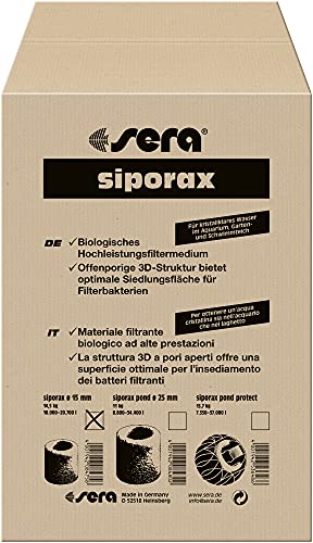 sera 08475 sera Professional siporax (15mm) 50 Liter - Biologisch selbst reinigendes Hochleistungsfiltermedium in Ringform fürs Aquarium