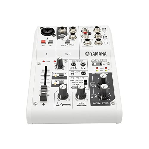Yamaha AG03 – Mehrzweckmixer mit USB-Anschluss für Audio, Streaming und Aufnahmen – Weiß
