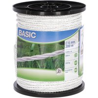 Kerbl Basic PE-Seil, Weidezaun Elektroseil Elektrozaun Kordellitze 6mmx200m Weiß