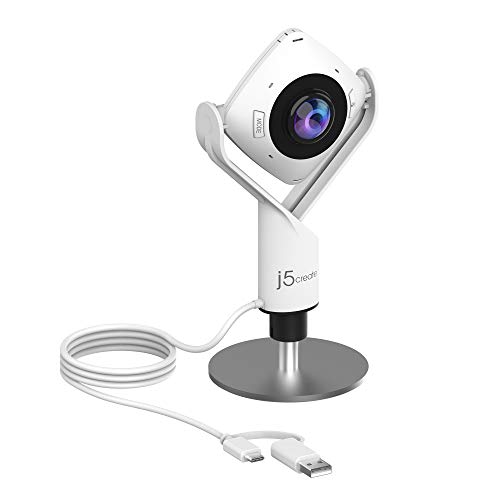 j5create 360-Grad Webcam - 1080P HD-Videokonferenzkamera mit eingebautem High-Fidelity Mikrofon, USB-C | ideal für Videokonferenzen, Online-Kurse