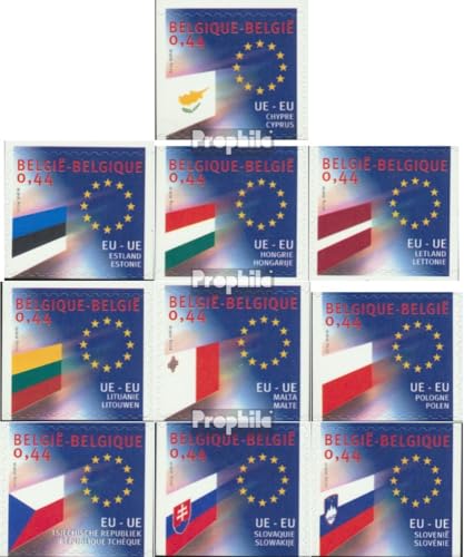 Prophila Collection Belgien 3342-3351 (kompl.Ausg.) postfrisch ** MNH 2004 Erweiterung der EU (Briefmarken für Sammler) Flaggen/Wappen/Landkarten