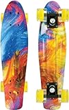 Schildkröt® Retro Skateboard Free Spirit, Premium Beach Board mit coolem Deckdesign, leuchtende LED Rollen, Design: Hurricane, 510783