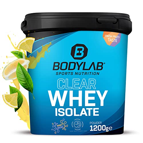 Bodylab24 Clear Whey Isolate 1200g Zitrone-Eistee, Eiweiß-Shake aus 96% hochwertigem Molkenprotein-Isolat, erfrischender fruchtiger Drink, Whey Protein-Pulver kann den Muskelaufbau unterstützen