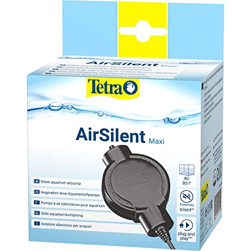Tetra AirSilent Maxi - leise Aquarium Luftpumpe, Komplettset inklusive Ausstömerstein, geeignet zur Versorgung mit Sauerstoff von Aquarien mit 40 - 80 L