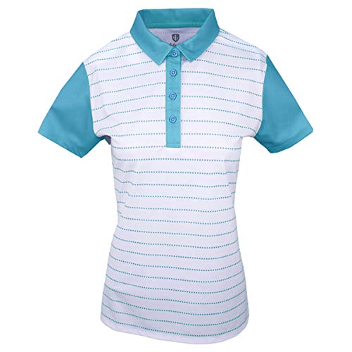 Island Green Damen Golf Ladies Contrast Sleeve Breathable Moisture Wicking Flexible Polo Shirt Polohemd, Tiefes Pool/Weiß, 16