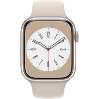 Apple Watch Series 8 (GPS + Cellular) - 45 mm - Starlight Aluminium - intelligente Uhr mit Sportband - Flouroelastomer - Starlight - Bandgröße: regelmäßig - 32GB - Wi-Fi, LTE, Bluetooth, UWB - 4G - 38,8 g (MNK73FD/A)