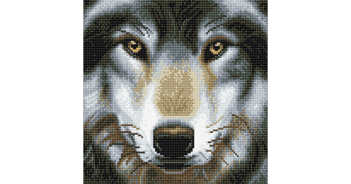 Crystal Art Kit auf Holzrahmen-Leinwand - Wolf, 30 x 30 cm mehrfarbig 2