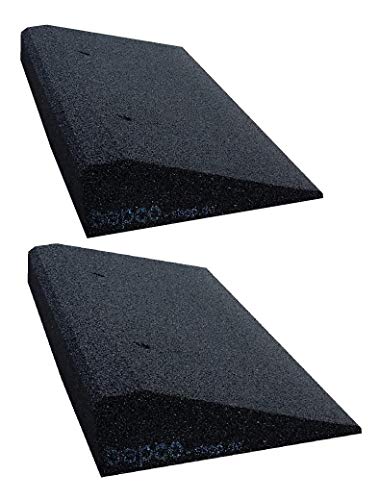 bepco Bordsteinkanten-Rampe-Set (2 Stück) 50-100 mm aus Gummifasern (schwarz) - Auffahrrampe - Türschwellenrampe mit eingelagerten Unterlegscheiben zur Befestigung (50 x 25 x 8 cm)