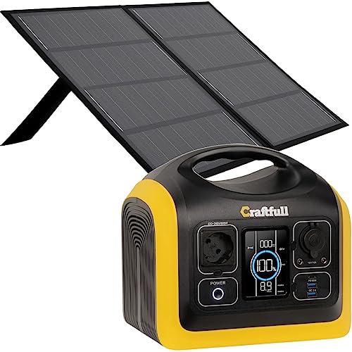 Craftfull Powerstation Adventure CP-600 mit Solartasche Sunbalance | Solarmodul mit Tasche für tragbare Powerbank - Photovoltaik Solarpanel - Solargenerator - Akku tragbar (Komplettset)