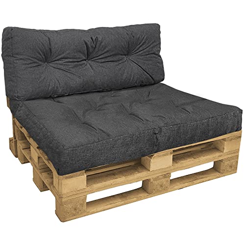 VOUNOT Palettenkissen Set für Indoor und Outdoor, Palettenpolster Wasserdicht Palettensofa, Sitzkissen 120x80, Rückenkissen 120x40, Grau