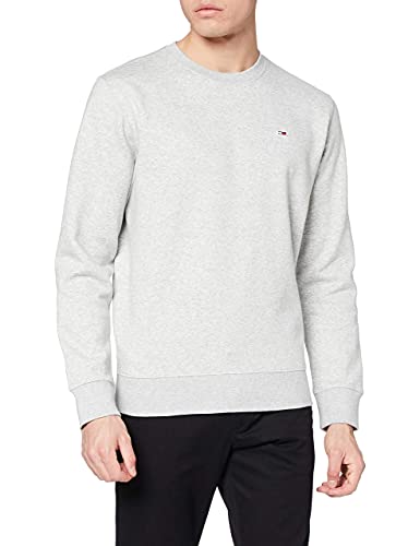 Tommy Jeans Herren TJM Regular Fleece C Neck Pullover, Lt Grey Htr, XL