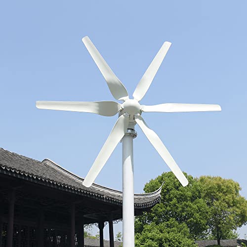 Genway 12V 48V 48V 800W Windgenerator Windkraftanlage Horizontaler Windturbine mit 6 Flügeln und kostenlosem MPPT Controller für Zuhause