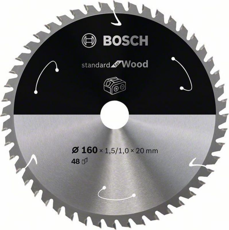 Bosch Akku-Kreissägeblatt Standard for Wood, 160 x 1,5/1 x 20, 48 Zähne 2608837678