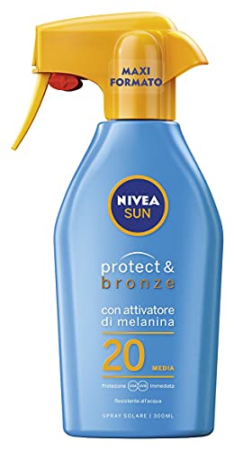 Nivea SUN Maxi Sonnenspray Protect & Bronze FP20 in 300 ml Flasche, Bräunungsspray und Feuchtigkeitsspendend, Sonnencreme für eine intensive und gleichmäßige Bräune