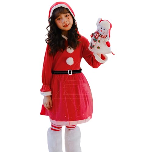 Awydky Festliches Kinder Weihnachtsmann Kostüm Weihnachts Outfit Hoodies Kleid Langarm Für Kinder Weihnachtsmann Kleid Für Kinder