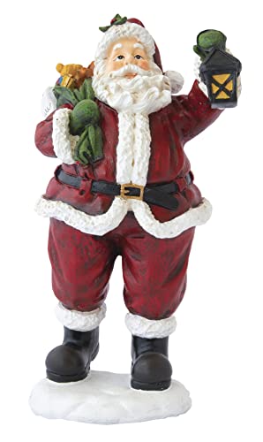 Figur Weihnachtsmann mit Laterne, 18,5 x 12,5 x 32 cm, aus Polyresin, Weihnachtsfiguren