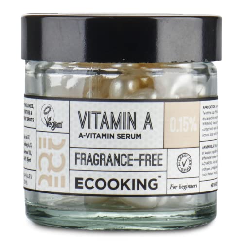 Ecooking Vitamin A Serum 0.15% with Retinol - Boosts Collagen, Evens Skin Tone, Reduces Hyperpigmentation, Fights Blemishes, Smooths & Minimizes Fine Lines, Pores