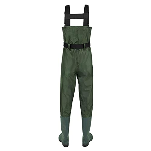 A/A Wathose Größe 38-46 Anglerhose Mit Stiefeln Wathosen Teichhose, Kältebeständig Watthosen Teich Hose Fisch Teich Gummi PVC, Grün