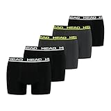 HEAD Herren Men's Basic Boxers Boxer Shorts 5 er Pack , Farbe:Black / Phantom, Bekleidungsgröße:L