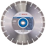 Bosch Professional Diamanttrennscheibe (für extrem hartes Gestein, Ø: 350 mm, Zubehör für Tisch- und Benzinmotorsägen), 2608602648, 350 x 25,40 x 3,2 x 15 mm