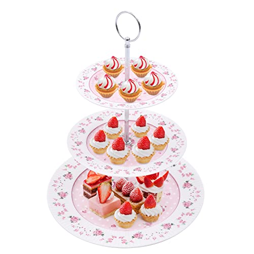 OUKANING Tortenständer Etagere aus Porzellan Kuchenständer 3 Etagen Cupcake Ständer Dessertständer Dessert Turmtablett für Hochzeit, Geburtstag und Tee Party