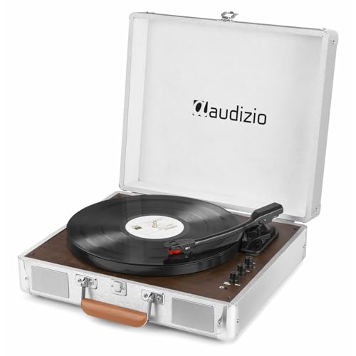Audizio RP320 Plattenspieler mit Bluetooth und Lautsprecher, Nadeldruck Einstellbar, Autostop, USB, RCA, Kopfhöreranschluss, Pitch Control, Aluminiumgehäuse
