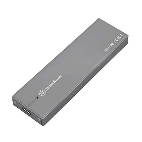 Silverstone SST-MS11C - M.2 PCIe NVMe externes SSD Gehäuse, USB 3.1 Gen. 2 Typ C 10 Gbps Interface, unterstützt 2242, 2260 und 2280 PCIe NVMe M.´2 SSD (M Key), dunkelgrau