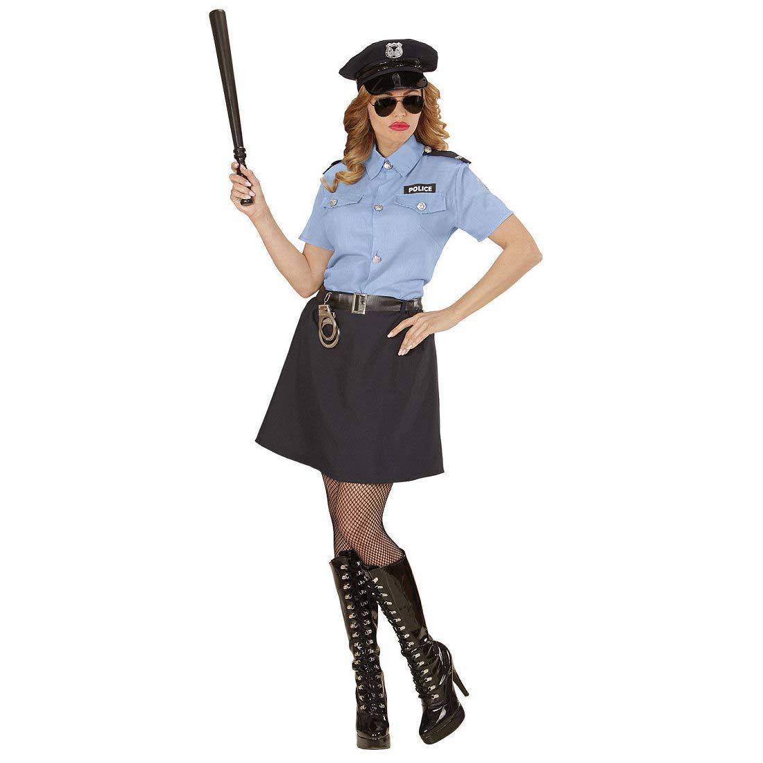 Aufwendiges Polizistinnen-Kostüm/Blau-Schwarz S (34/36) / Tolle Polizei-Uniform für Frauen/Bestens geeignet zu Fasching & Straßenkarneval