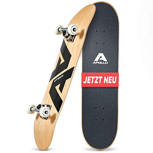 Apollo Skateboard, Komplettboard, Profi Board für Kinder, Teenager und Erwachsene, 7-lagiges Deck aus Holz, trendiges Design, Medium Concave, ABEC-7 Kugellager, Top Fahreigenschaften bei jedem Style