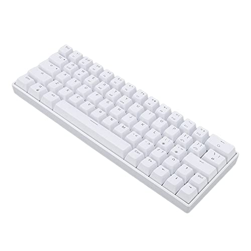Mechanische Tastatur, Drahtlos 2,4 G + 3.0/5.0 + Typ C Kabelgebundene Mechanische Tastatur, 64 Tasten Ergonomie RGB 1800 MAh Wiederaufladbare Tastatur, Weiß (Brauner Schalter)