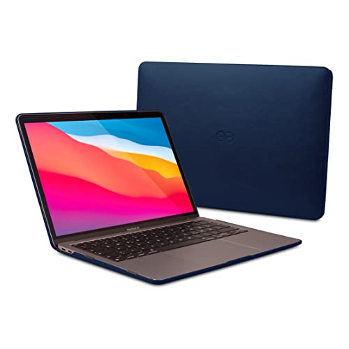 Dreem Euclid MacBook Air Tasche - 13-Zoll-Hartschalen-Laptop-Schutzhülle für MacBook Air 2020-2018 (Retina und M1), luxuriöses Vegan-Leder, Ober- und Unterschale für zusätzlichen Schutz - Königsblau