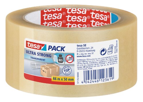 Tesa Klebeband, PVC, hohe Haftkraft, 50 mm x 66 m, Transparent, 6 Rollen