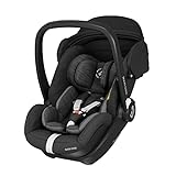 Maxi-Cosi Babyschale, i-Size Baby-Autositz mit 157° Liegefunktion, Gruppe 0+ (40-85 cm / 0-13 kg) nutzbar ab der Geburt bis ca. 15 Monate, inkl. Marble Isofix Basisstation, essential black