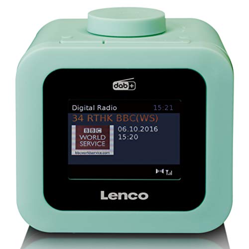 Lenco CR-620 DAB+ Radiowecker - 3" TFT Farbdisplay - FM Empfänger - 40 Senderspeicher für FM und DAB+ - Alarm u. Schlummerfunktion - 2 Watt RMS - 3,5mm Anschluss - Grün